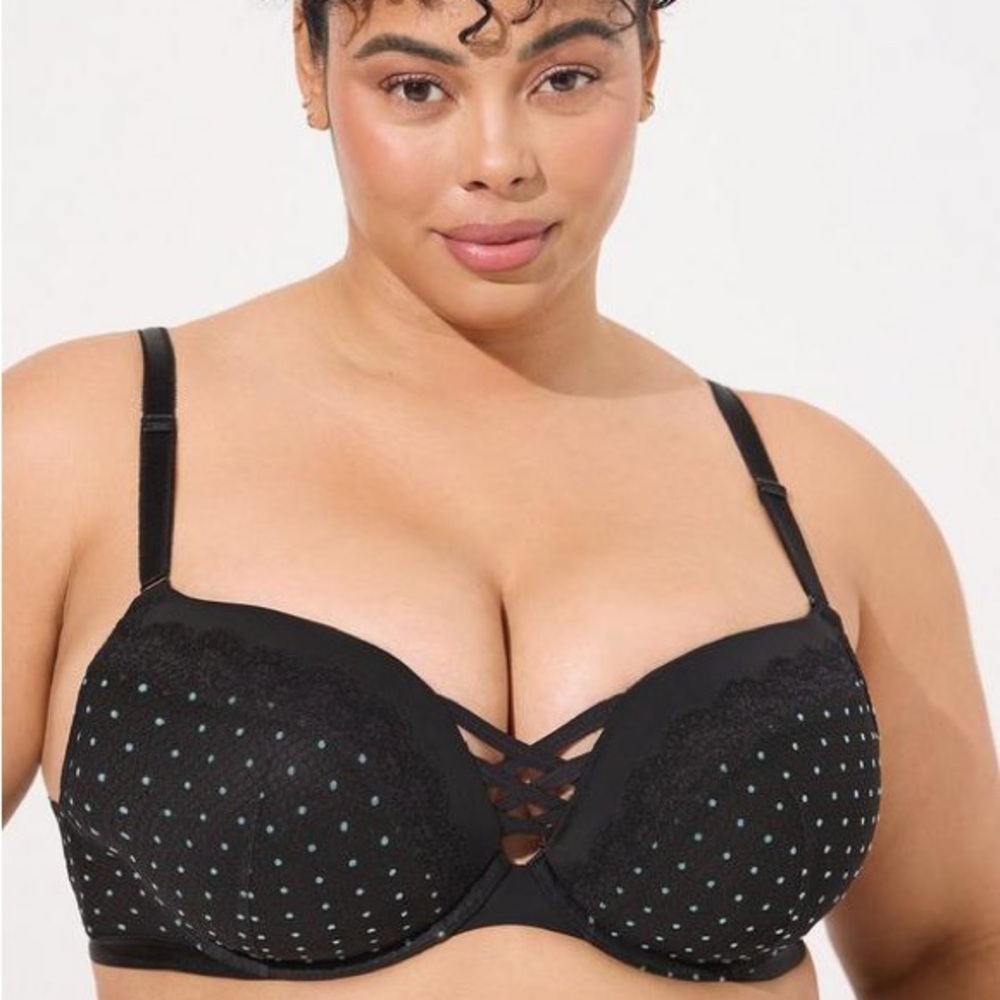 Torrid Black and Blue Polka Dot Bra
